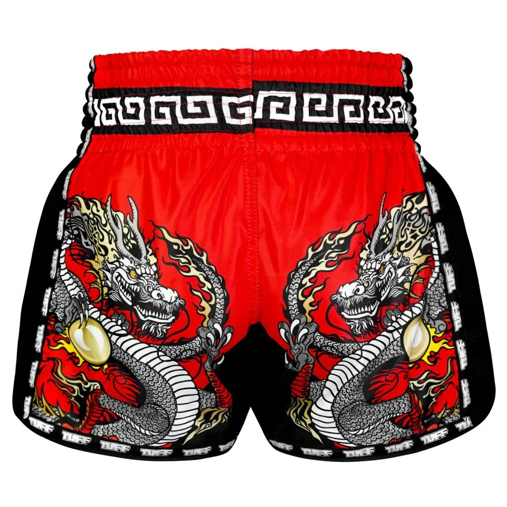 Short de Muay Thai TUFF - Style rétro Dragon chinois rouge – Image 3