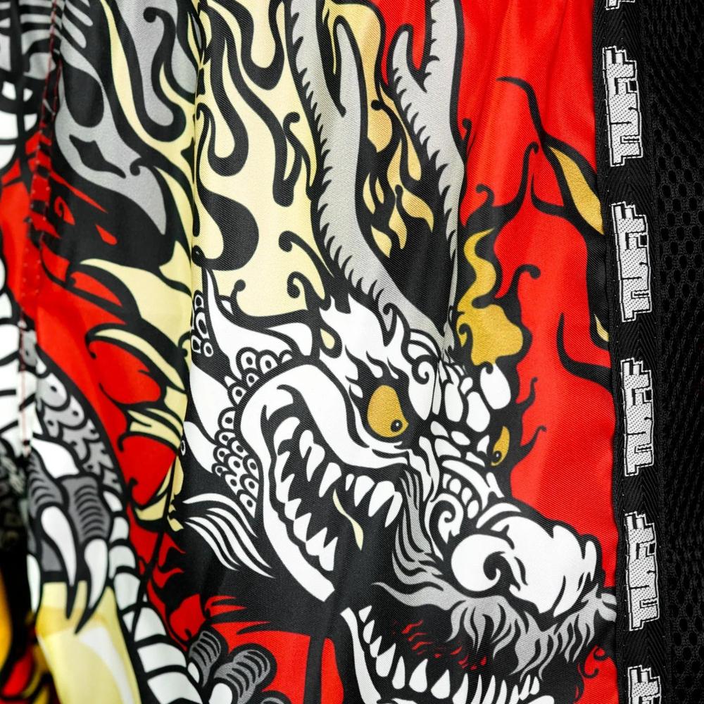 Short de Muay Thai TUFF - Style rétro Dragon chinois rouge – Image 5